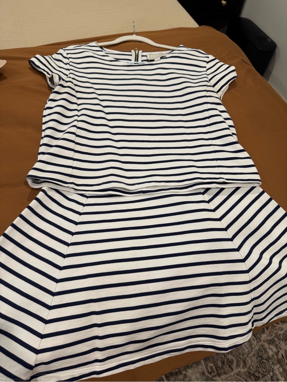 Sail to Sable Navy and White Striped Short Sleeve Crop Top